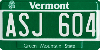 VT license plate ASJ604