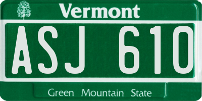VT license plate ASJ610