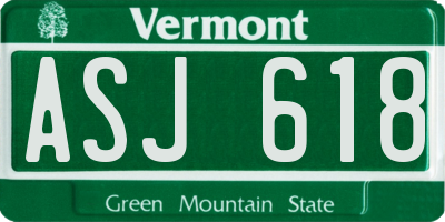 VT license plate ASJ618