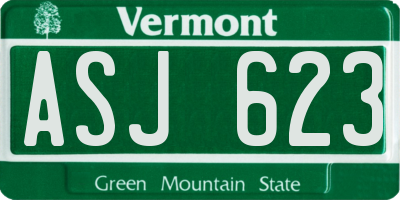 VT license plate ASJ623