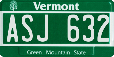 VT license plate ASJ632