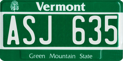 VT license plate ASJ635
