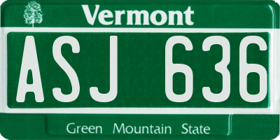 VT license plate ASJ636