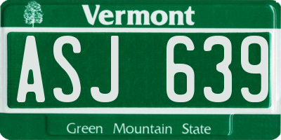 VT license plate ASJ639