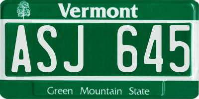 VT license plate ASJ645