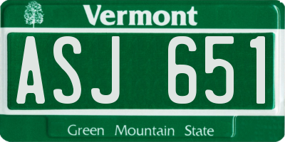 VT license plate ASJ651