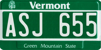 VT license plate ASJ655