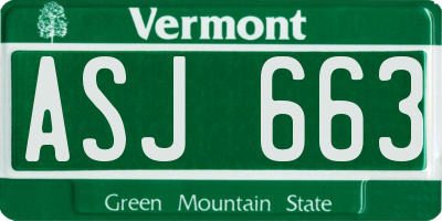 VT license plate ASJ663
