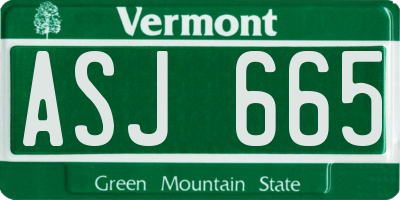 VT license plate ASJ665