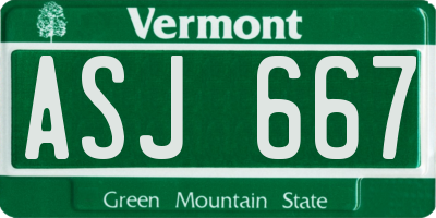 VT license plate ASJ667