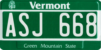 VT license plate ASJ668