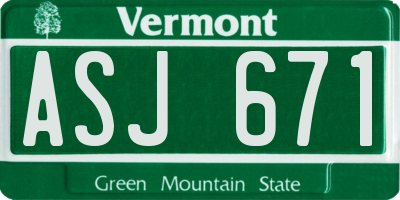VT license plate ASJ671