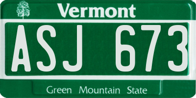 VT license plate ASJ673