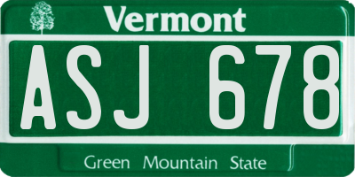 VT license plate ASJ678