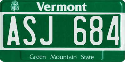 VT license plate ASJ684
