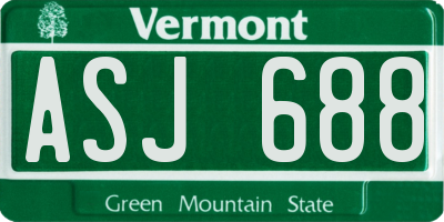VT license plate ASJ688