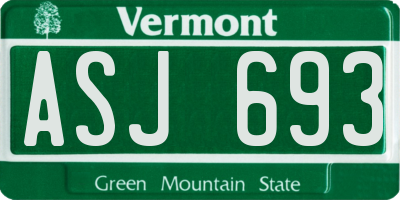 VT license plate ASJ693