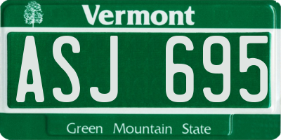 VT license plate ASJ695