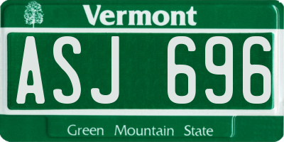 VT license plate ASJ696