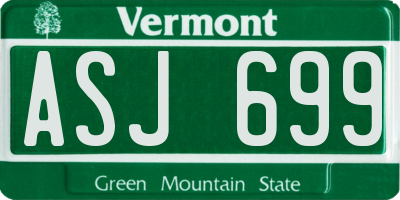 VT license plate ASJ699