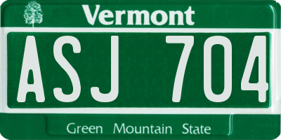 VT license plate ASJ704