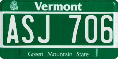 VT license plate ASJ706