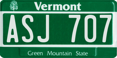 VT license plate ASJ707