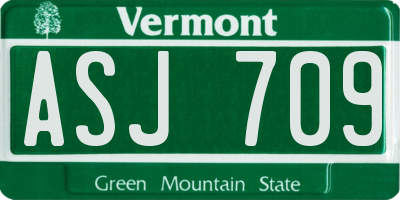 VT license plate ASJ709