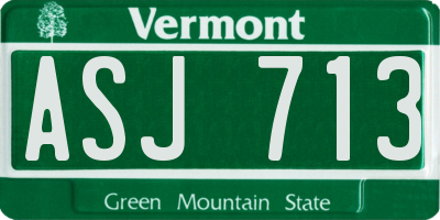 VT license plate ASJ713