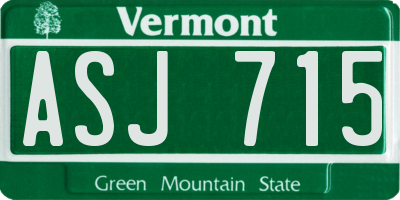 VT license plate ASJ715