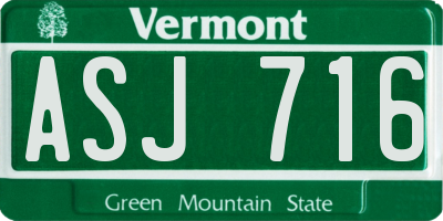 VT license plate ASJ716