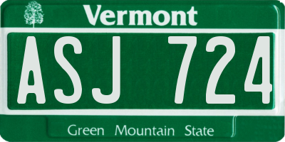 VT license plate ASJ724