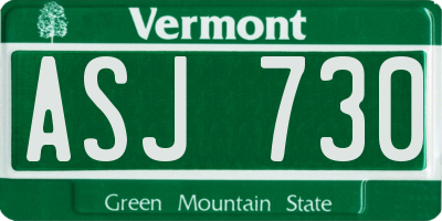 VT license plate ASJ730