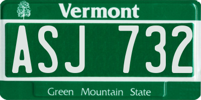 VT license plate ASJ732