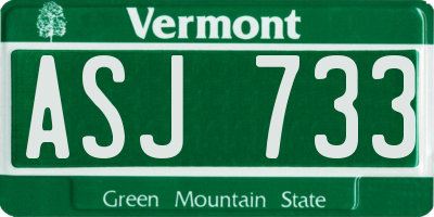 VT license plate ASJ733