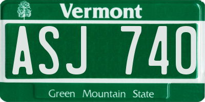 VT license plate ASJ740