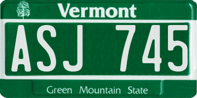 VT license plate ASJ745