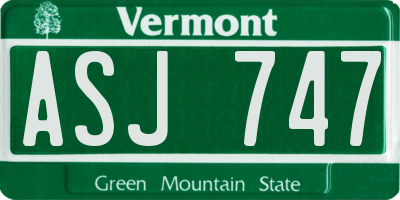 VT license plate ASJ747