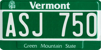 VT license plate ASJ750