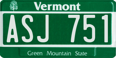 VT license plate ASJ751
