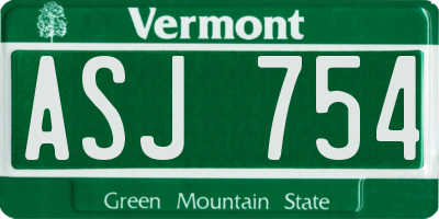 VT license plate ASJ754