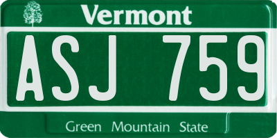 VT license plate ASJ759