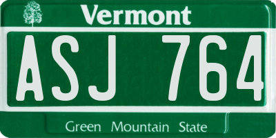 VT license plate ASJ764