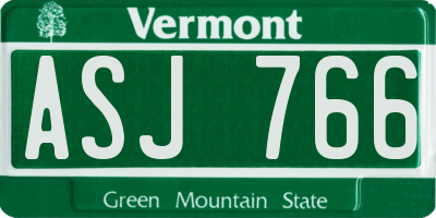 VT license plate ASJ766