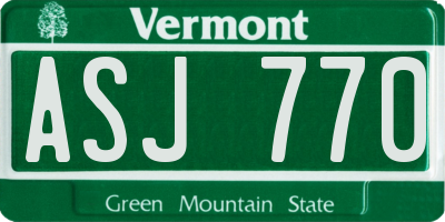 VT license plate ASJ770