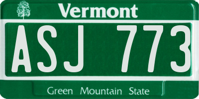 VT license plate ASJ773