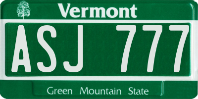 VT license plate ASJ777