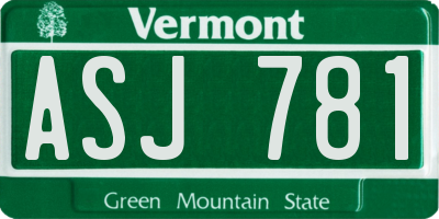 VT license plate ASJ781
