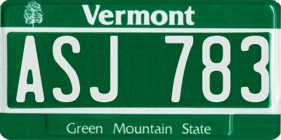 VT license plate ASJ783