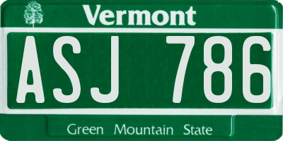 VT license plate ASJ786